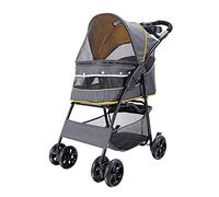 Passeggino per animali domestici a 4 ruote Carrello per cani da passeggio Gabbia da viaggio pieghevole con portabicchieri e fodera rimovibile per cani di piccola e media taglia Max. 44 libbre (Verde