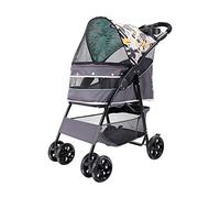 Passeggino per animali domestici a 4 ruote Carrello per cani da passeggio Gabbia da viaggio pieghevole con portabicchieri e fodera rimovibile per cani di piccola e media taglia Max. 44 libbre (Verde