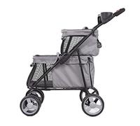 Passeggino per animali domestici a doppio strato per cani e gatti di taglia piccola e media 4 ruote Forniture per animali domestici Passeggino pieghevole per cani da viaggio Rimorchio per bicicletta