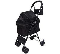 Passeggino per animali domestici Cane Gatto Facile da installare Piegatura rapida Morbido comfort Adatto per meno di 10 kg (Nero)