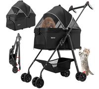 Passeggino per Animali Domestici Cestello Rimovibile Carrozzina Cani Gatti Nero