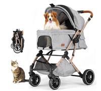 Passeggino per animali domestici con 4 ruote, grigio