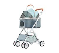 Passeggino per animali domestici con trasportino staccabile, facile da piegare, telaio robusto, assorbe gli urti per animali domestici di piccola e media taglia, supporta fino a 15 kg