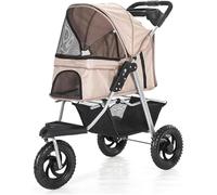 Passeggino per animali domestici di piccola e media taglia, guida fluida con grande design a 3 ruote per passeggiate all'aperto