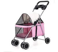 Passeggino per animali domestici, ingresso senza cerniera, pneumatici airless, facile da piegare con una mano, portabicchieri, robusto passeggino per animali domestici per passeggiate quotidiane