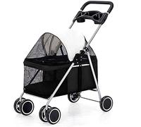 Passeggino per animali domestici, ingresso senza cerniera, pneumatici airless, facile da piegare con una mano, portabicchieri, robusto passeggino per animali domestici per passeggiate quotidiane