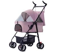 Passeggino per Animali Domestici Passeggino per Cani a 4 Ruote per Cani di Taglia Media e Piccola Passeggino per Gatti Pieghevole Leggero con Ampio Spazio per Riporre Gli Acquisti,Pink