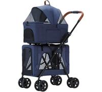 Passeggino per animali domestici Passeggino per cani Carrozzina per cani a doppio strato Passeggino per gatti per animali domestici Passeggino Carrello da viaggio per passeggini gemelli o multipli (