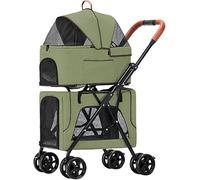 Passeggino per animali domestici Passeggino per cani Carrozzina per cani a doppio strato Passeggino per gatti per animali domestici Passeggino Carrello da viaggio per passeggini gemelli o multipli (