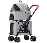 Passeggino per animali domestici Passeggino per cani Carrozzina per cani a doppio strato Passeggino per gatti per animali domestici Passeggino Carrello da viaggio per passeggini gemelli o multipli (