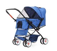 Passeggino per animali domestici Passeggino per cani di taglia media Passeggino per cani a 4 ruote facile da piegare con una mano per cani di piccola taglia Maniglia di spinta reversibile Passeggino