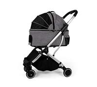 Passeggino per animali domestici Passeggino per cani per cani di taglia media Passeggini per gatti pieghevoli premium a 4 ruote con trasportino staccabile Seggiolino auto traspirante per animali dom
