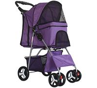 Passeggino per animali domestici per cani di piccola taglia Pieghevole e confortevole Trolley Carrier Adatto Ideale per lunghi viaggi a piedi (Rosso) (Viola)