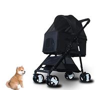 Passeggino Per Animali Domestici Per Cani Passeggino Per Animali Domestici Pieghevole 3 in 1 Trasportino Staccabile, Seggiolino Auto Per Animali Domestici Di Piccola E Media Taglia,Nero