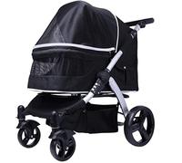Passeggino per animali Passeggino per cani Passeggino doppio per cani Carrello per animali domestici a quattro ruote Gatti Cani Carrelli Passeggino durevole antiurto Direzione regolabile (B) (A)