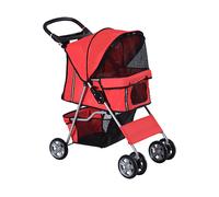 PawHut Passeggino per Cani Pieghevole Cestino Copertura Tessuto Oxford Rosso