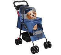 Passeggino Per Animali, Pieghevole in Un Gesto, Tessuto Oxford 300D, Maneggevolezza Multi-Ruote,98 × 67 × 46 cm (Blu)