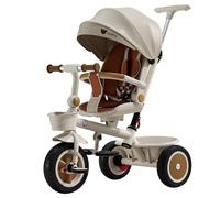 Passeggino per bambini con tettuccio,triciclo a doppia direzione con sedile girevole,carrello triciclo per bambini da 2 a 6 anni,ruota in titanio,doppi freni posteriori,ruota anteriore con frizione