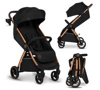 LIONELO INGRID Passeggino leggero per bambini da 6mesi a 4 anni/22kg Grandi ruote 360° in Schiuma EVA Assorbimento Pieghevole con una mano Schienale e poggiapiedi regolabili (INGRID, Nero)