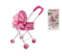 Passeggino per Bambole con Cappottina Pieghevole,Metallo Plastica Carrozzina Richiudibile per Bambine Giocattoli Bimbe Passeggino per Bambole Passeggino Carrozzina