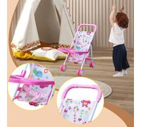 Passeggino per bambole, gioco di ruolo, ruote a doppia fila, pieghevole,