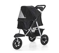 Passeggino per cani 3 ruote Passeggino per animali domestici per cani/gatti Marsupio per passeggino Ruote grandi pieghevoli con un clic Carrozzina per cani leggera con portabicchiere Carico 25 kg (R