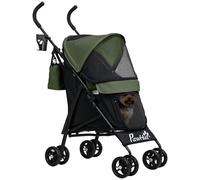 Passeggino per Cani 76x44x103 cm con 2 Finestre a Rete Nero e Verde Scuro