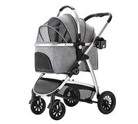 Passeggino per cani Carrello da passeggio 3 in 1 Passeggini per animali domestici per cani di piccola taglia e media Gatti con trasportino staccabile per viaggiare Design pieghevole con una mano 44