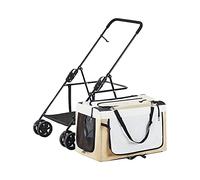 Passeggino per cani Carrozzina da viaggio per gatti, Passeggino per animali domestici per cani di piccola taglia e media Passeggino pieghevole rimovibile con zaino, Passeggino per cuccioli di gat