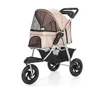 Passeggino per cani con ruote grandi Passeggino per animali domestici a 3 ruote per cani/gatti Passeggino per cani per cani di taglia media e piccola Cane pieghevole con portabicchieri Carico di 25