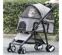 Passeggino per cani da compagnia Carrello da viaggio pieghevole Carrello per passeggini Passeggino per cani da gatto Jogger Carrozzina per cani Buggy per gatti con 4 ruote e copertura antipioggia Grig
