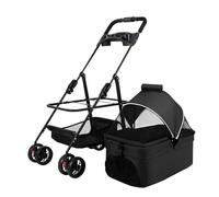 Passeggino per cani da compagnia Passeggino per cani pieghevole e staccabile Ruota di 360° Carrello per animali domestici a 4 ruote con cestello portaoggetti e portabicchieri per cani/gatti