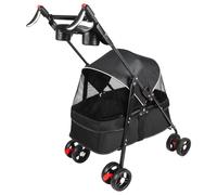 Passeggino per cani da viaggio, 25 kg, con sacchetto di stoccaggio, copertura antipioggia e portabicchieri - Pet Stroller Buggy 50 x 70 x 95 cm, nero