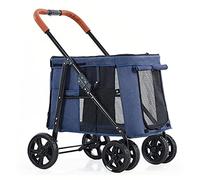 Passeggino per cani di lusso Passeggino per cani a 4 ruote grande Passeggino per animali domestici di alta qualità, passeggini per cani da viaggio Passeggino pieghevole per cani e altro (blu)