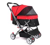 Passeggino per Cani di Piccola E Media Taglia, Passeggino per Cani Leggero for Cani di Piccola Taglia E Gatti con Ruota Anteriore Girevole A 360°, for Fare Shopping All'aperto, Campeggio(Red)