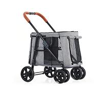 Passeggino per cani di taglia grande, passeggino pieghevole per cani, passeggino da viaggio, passeggino con 4 ruote, cestello portaoggetti, passeggino di lusso premium per 2 gatti e cuccioli - 75