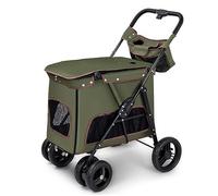 Passeggino per cani di taglia media e grande, carrozzina per cani anziani, passeggino per gatti e animali domestici, 4 ruote, trasportino da viaggio per gatti, cani e altro (verde)
