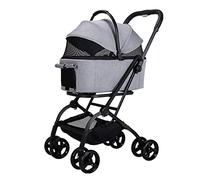 Passeggino Per Cani E Animali Domestici Con Cesto Portaoggetti Per Gli Acquisti Facile Da Piegare Con Finestre A Rete E Parapioggia Carico 20 Kg (Color : Graey)