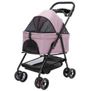 Passeggino per cani e gatti, carrello pieghevole a 4 ruote con borsa da cabina rimovibile, tettoia anteriore e posteriore, ruote anteriori girevoli, ideale per piccoli animali