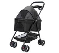 Passeggino per cani e gatti, carrello pieghevole a 4 ruote con borsa da cabina rimovibile, tettuccio anteriore e posteriore, ruote anteriori girevoli, soluzione ideale per il viaggio degli animali