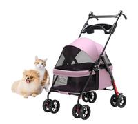 Passeggino per cani e gatti con cassetto portabicchieri, passeggini per cani di piccola taglia, passeggino per animali domestici passeggino per cani e gatti passeggino pieghevole, maniglia regolabile