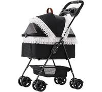 Passeggino per cani e gatti Passeggini pieghevoli da viaggio per animali domestici a 4 ruote separabili Carrello Premium Carrello portaoggetti staccabile per cani e gatti con portabicchieri (Bianco)