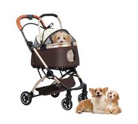 Passeggino per cani e gatti, passeggino pieghevole da viaggio, passeggino con ruote, tettuccio regolabile, grande cestino portaoggetti e rete visibile, per animali domestici di piccola e media taglia