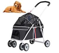Passeggino per cani e gatti, pieghevole, da viaggio, con copertura antipioggia, comoda funzione pieghevole, ideale per cani e gatti di piccola taglia, si adatta perfettamente ai tuoi amici pelosi