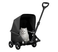 Passeggino per cani e gatti, protezione UV impermeabile, manico girevole a 360°, design a 4 ruote, carrello da viaggio leggero per animali domestici di piccola e media taglia, ideale per passeggiate e