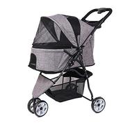 Passeggino per cani, gatti e animali domestici pieghevole a 3 ruote, piccolo medio, portatile leggero e leggero per cani disabili, passeggino da viaggio facile da camminare, portabicchieri con fi