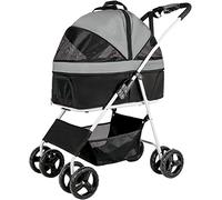 Passeggino per cani gatto con carrello da trasporto staccabile Passeggino per cani per cani di taglia media Passeggino per cani staccabile premium Facile da piegare con una mano e accesso senza cern
