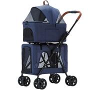 Passeggino per cani Passeggini per cani doppi per gatti Passeggino per animali domestici per 2 cani/gatti Passeggino pieghevole per animali domestici a doppio strato Ottimo per viaggi traspiranti ge
