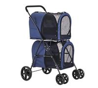 Passeggino Per Cani Passeggino Gatto Passeggini Doppi Per Cani Di Piccola Taglia Media, Passeggino Per Cani E Gatti 2 Trasportini Rimovibili 4 Ruote Bloccabili Carrello Pieghevole Passeggino Per Gatti