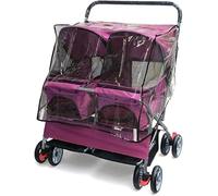 Passeggino per cani Passeggino per animali domestici Passeggino per cani di piccola e media taglia Passeggino per animali domestici a due posti per cani e gatti con doppio nido per dormire (Rosa ros